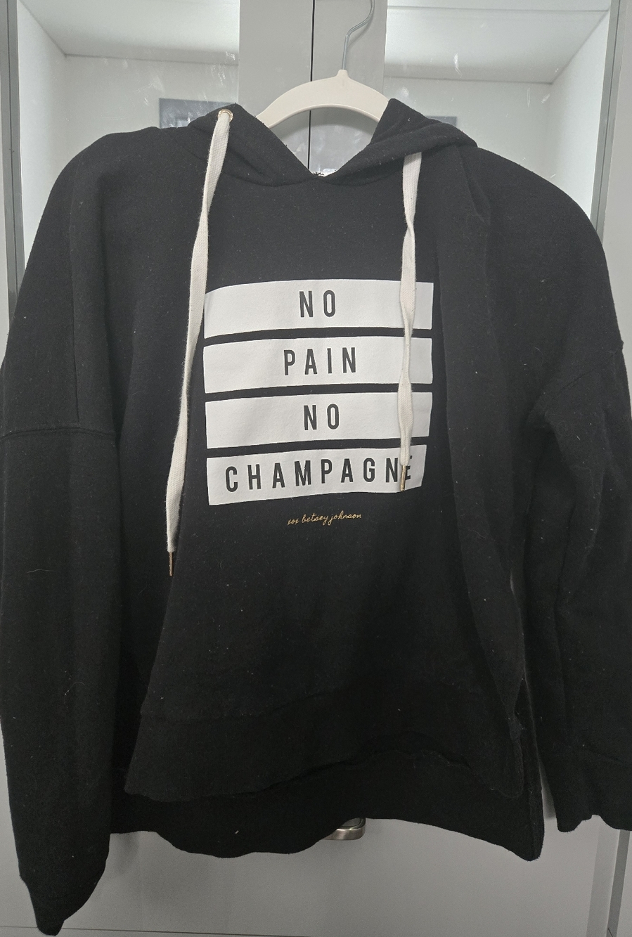 Betsey Johnson Graphic Tee in Black and White with Gold Script